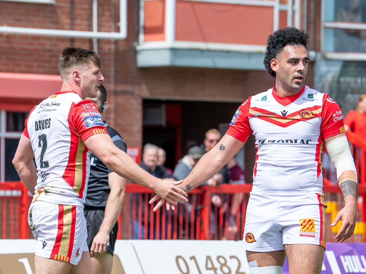 Tom Davies and Tyrone May Catalans Dragons SWpix