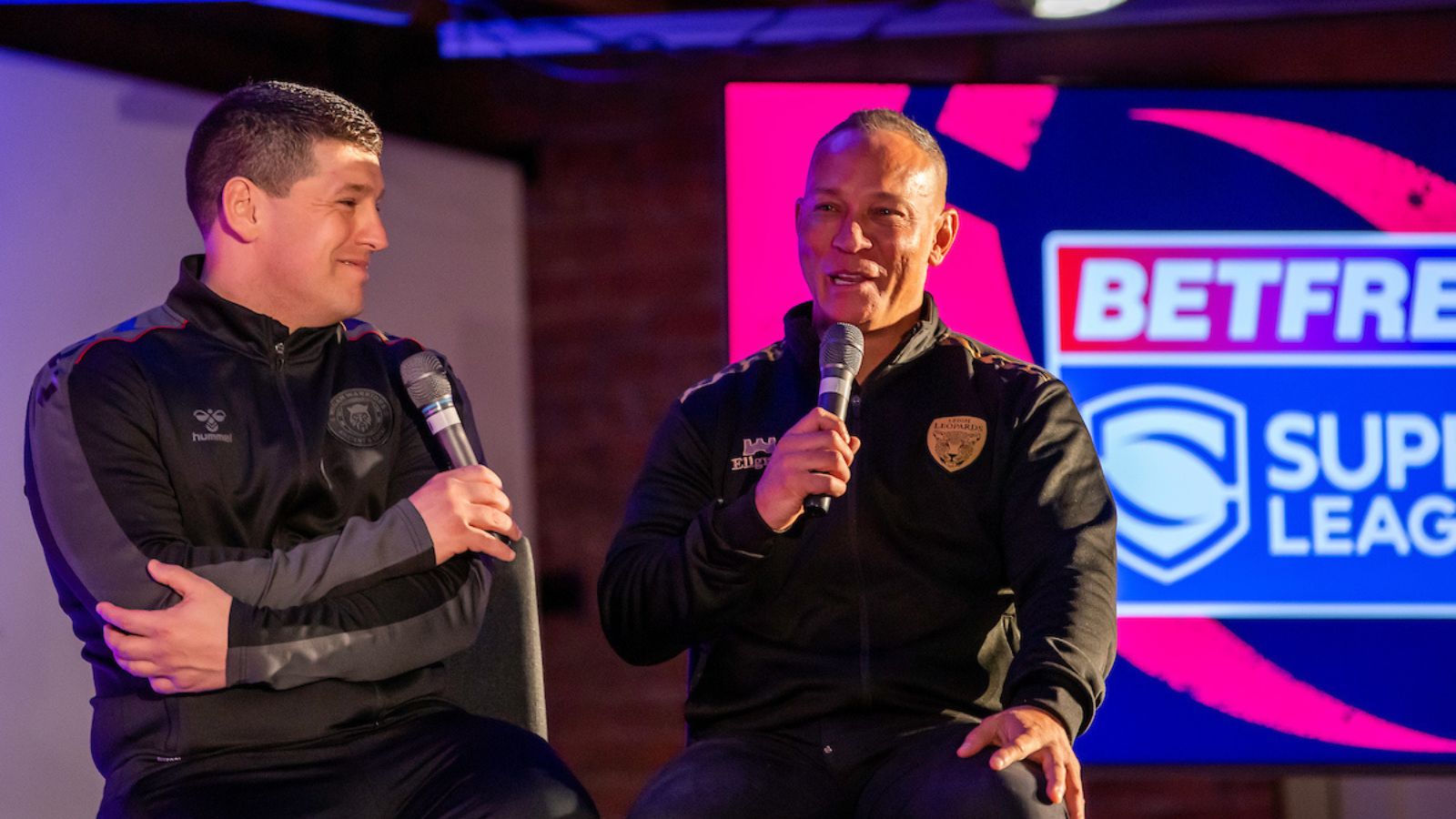 Matt Peet Wigan Warriors and Adrian Lam Leigh Leopards SWpix Super League launch