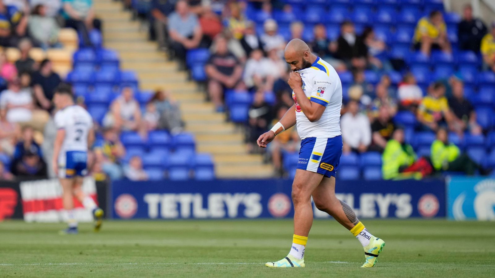 Sam Kasiano was sent to the sin-bin for a shoulder charge on Ash Handley. Photo by Steve Flynn/News Images.