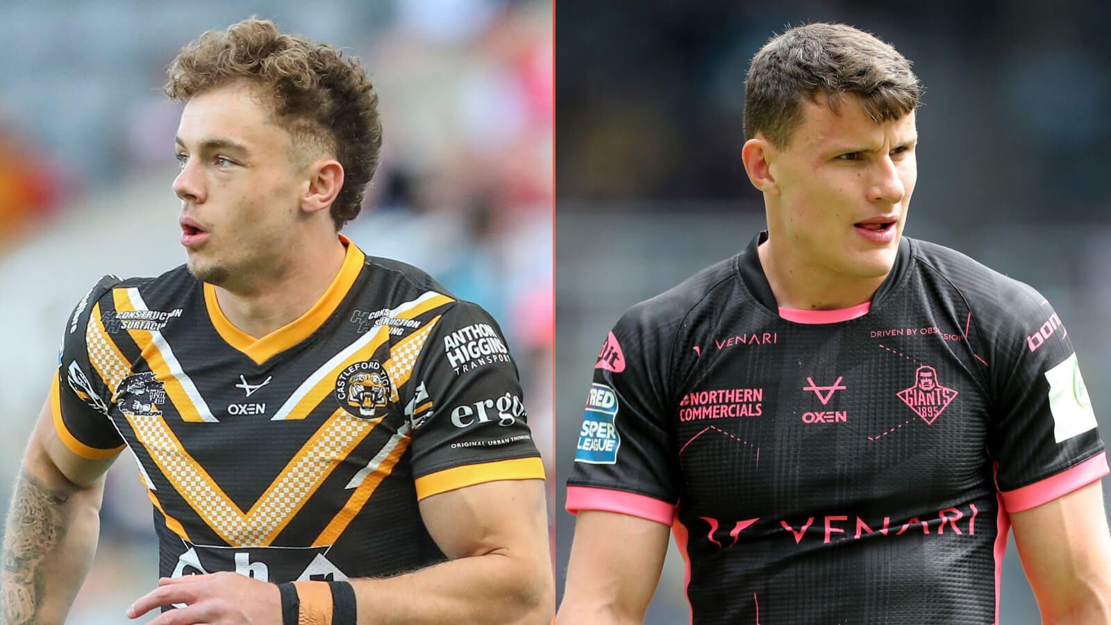 Elliot Wallis Castleford Tigers and Innes Senior Huddersfield Giants Alamy