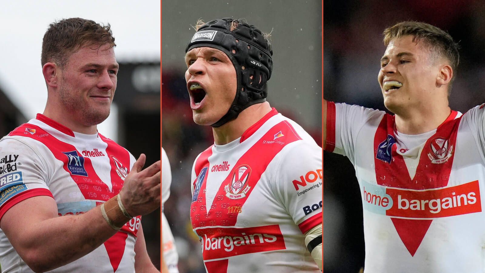Morgan Knowles, Jonny Lomax, Jack Welsby St Helens Alamy