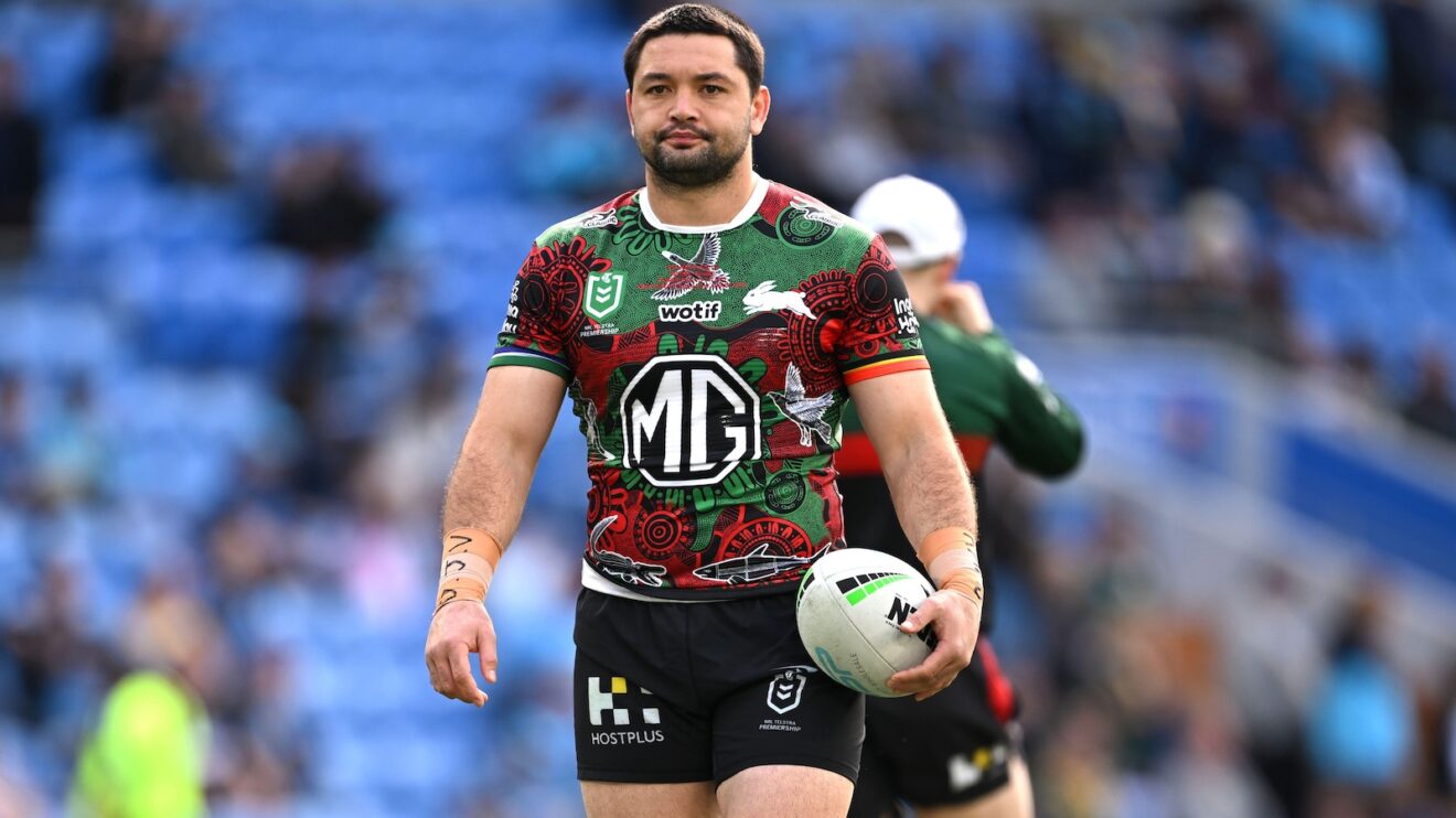 South Sydney Rabbitohs' Brandon Smith warms up ahead of a game