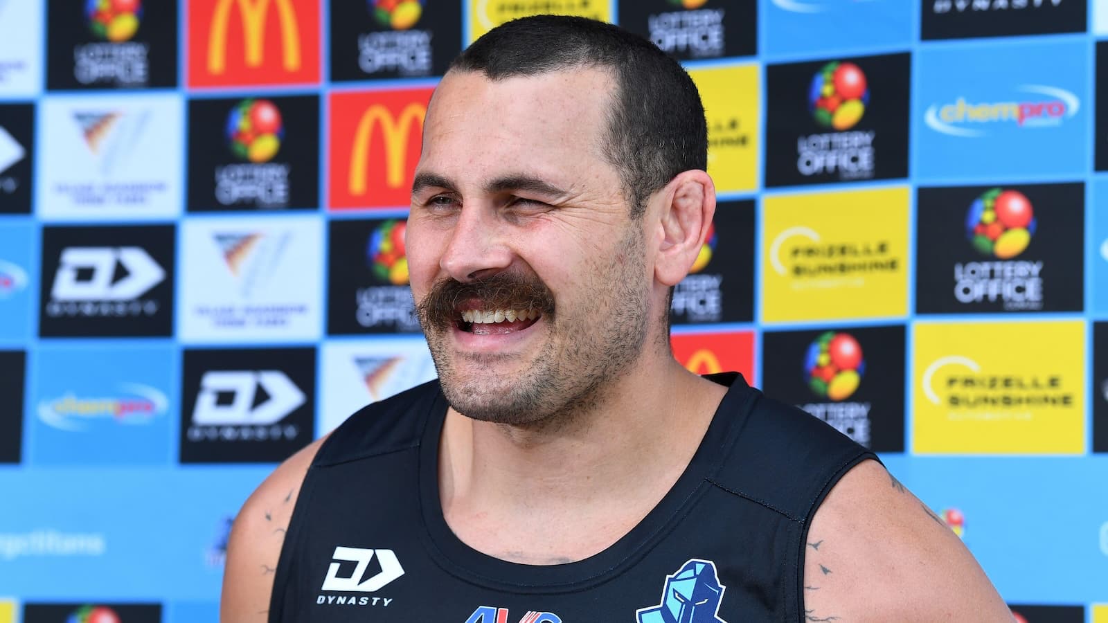 Reagan Campbell-Gillard addresses the Australian media during his time as a Gold Coast Titans player