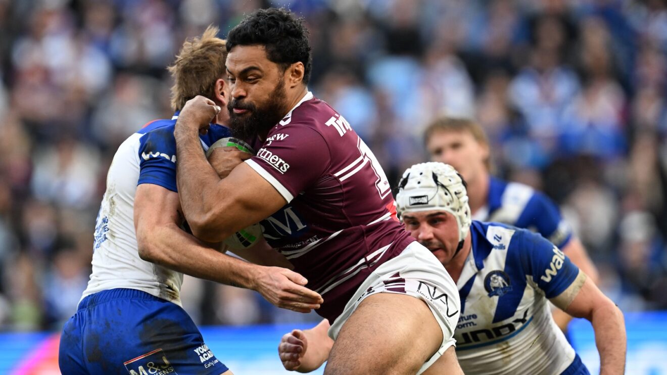 Toafofoa Sipley in action for Manly Sea Eagles in 2025