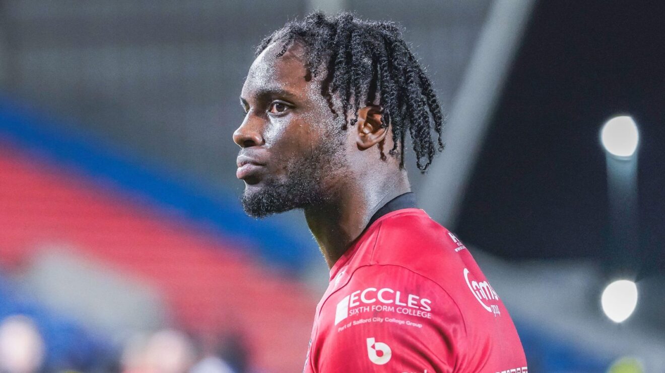 Neil Tchamambe in action for Salford Red Devils in 2025