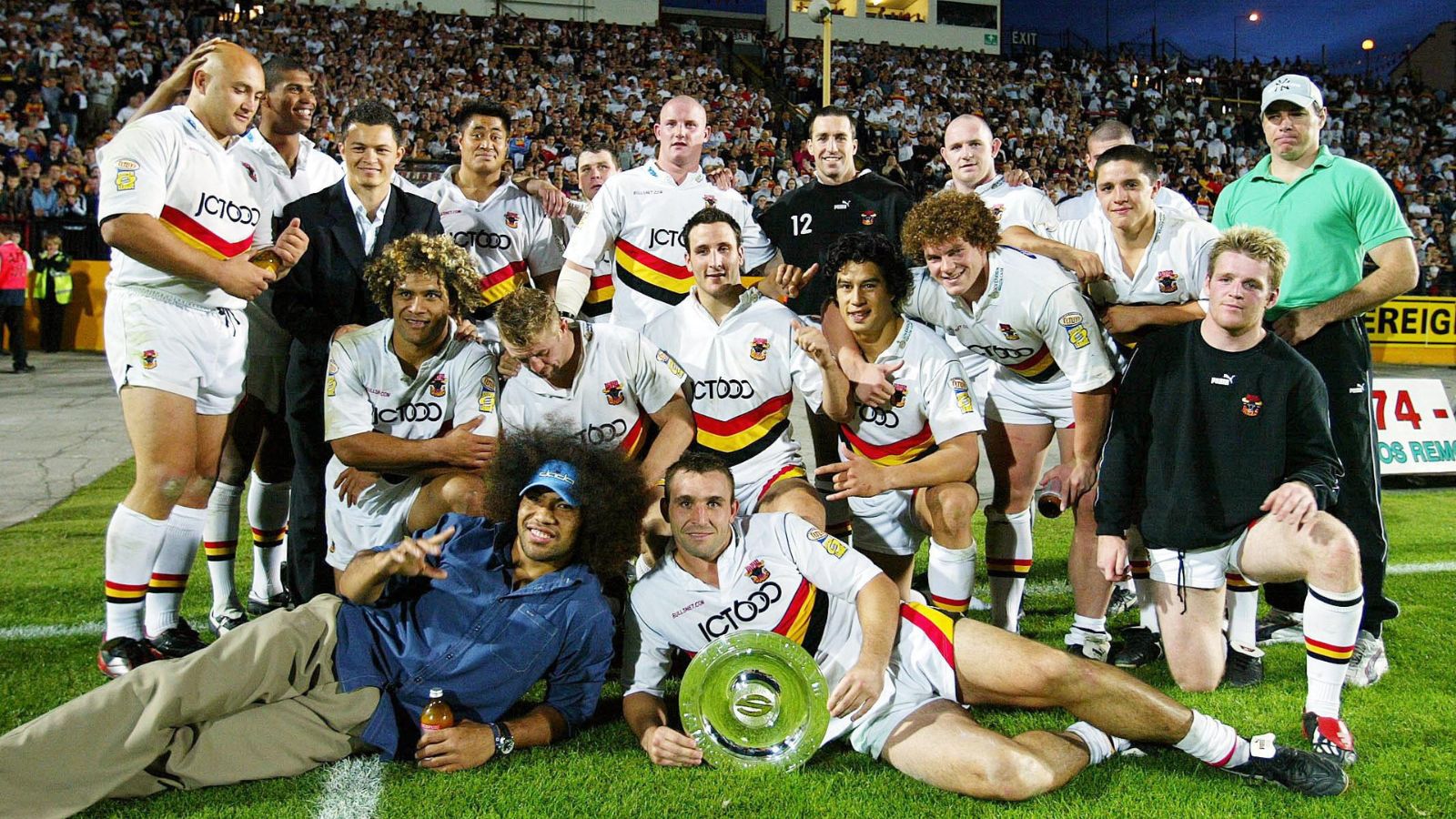 Bradford Bulls celebrate their Super League Leaders' Shield triumph in 2003