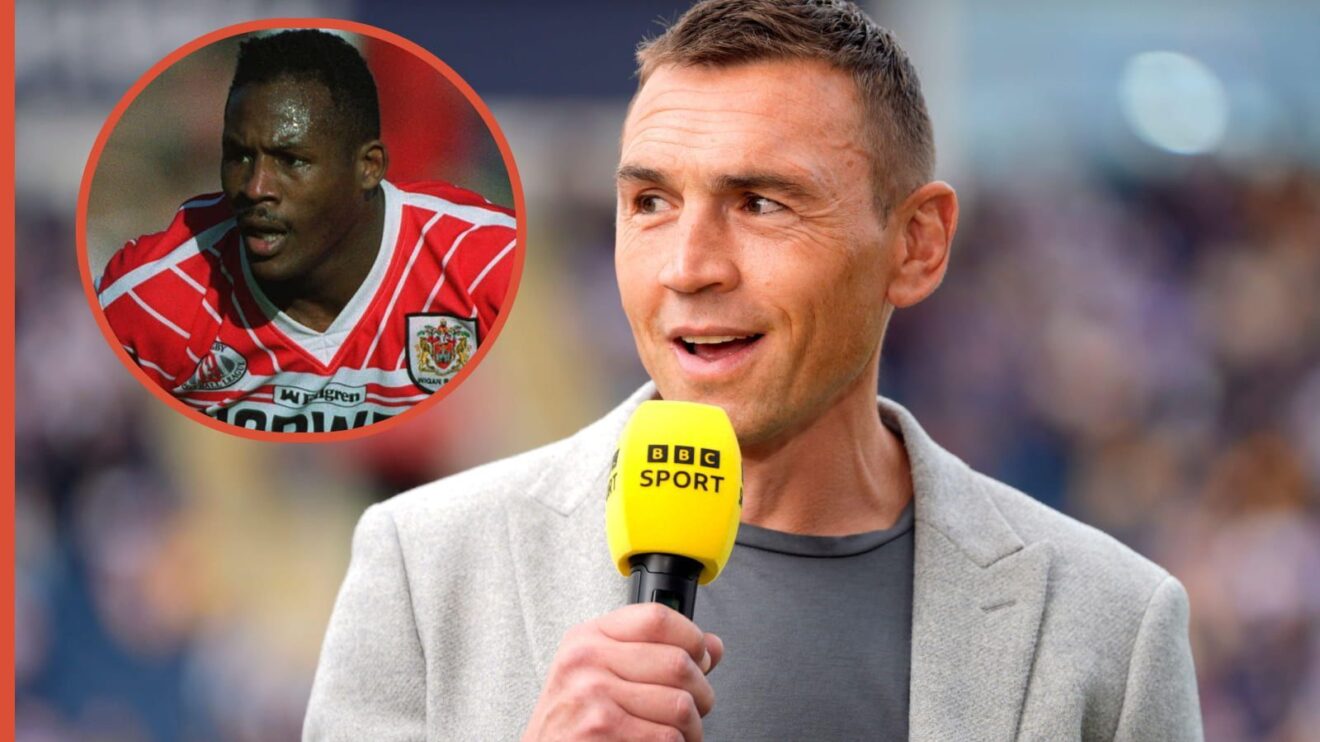 A two layered image of Kevin Sinfield and Ellery Hanley