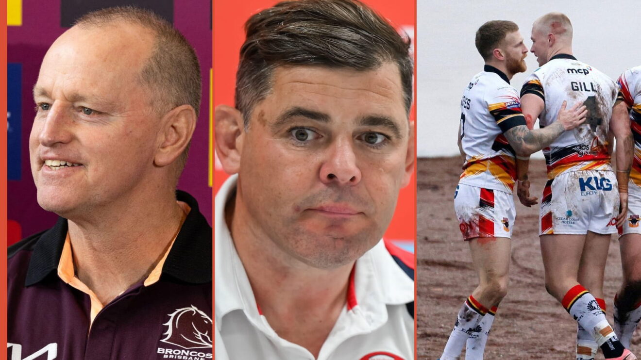 A three-panel image of Michael Maguire, Paul Wellens and Bradford Bulls