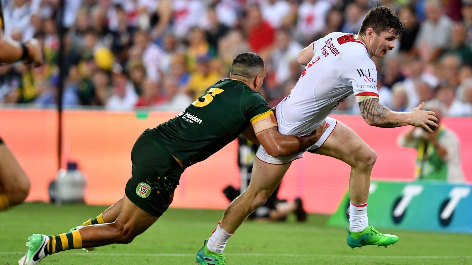 John Bateman in action for England in the 2017 Rugby League World Cup final against Australia