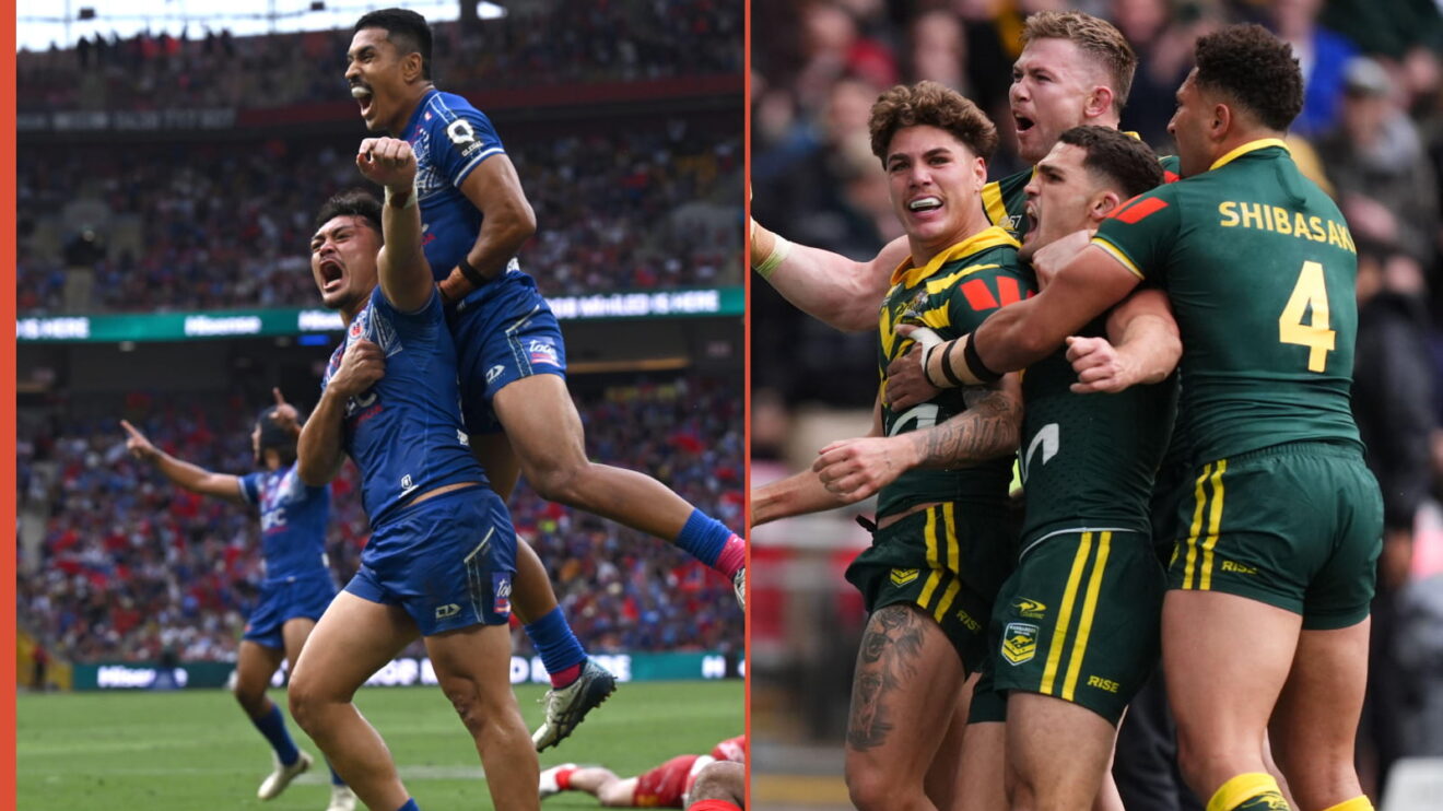 Samoa and Australia celebrate tries