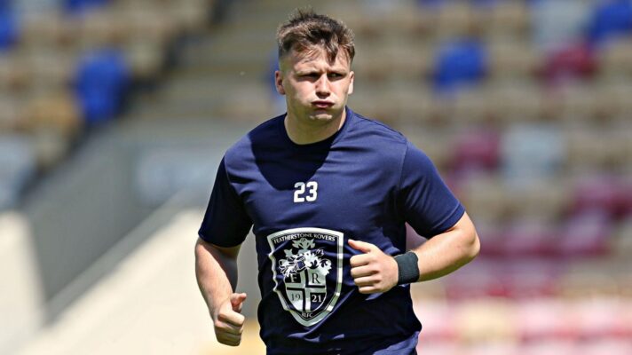 Connor Wynne warms up ahead of a Featherstone Rovers game in 2025