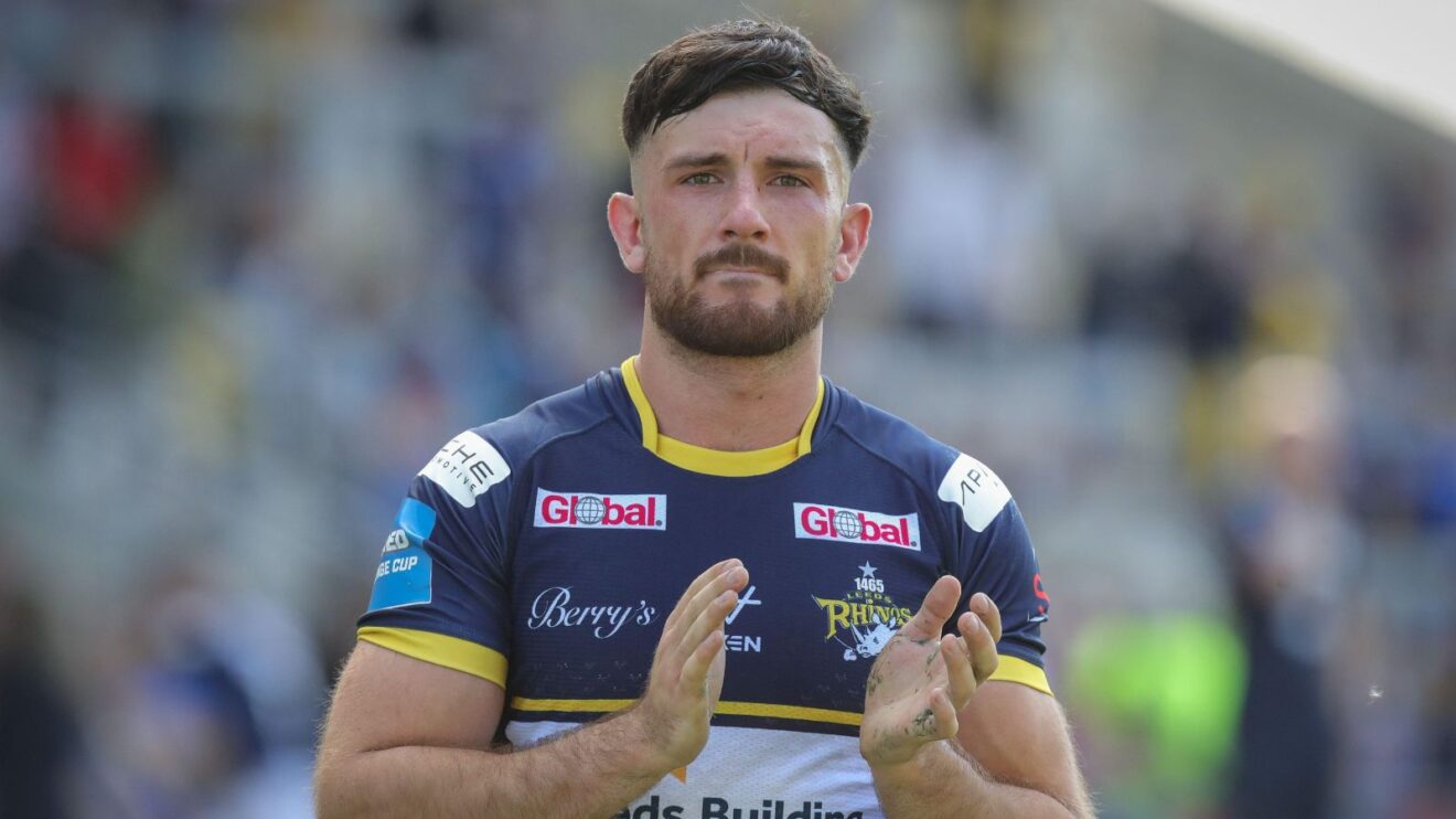 Liam Tindall applauds the Leeds Rhinos supporters following a game in 2023