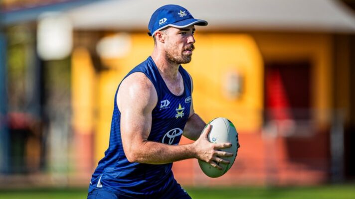 Ewan Moore pictured during a North Queensland Cowboys training session in 2024