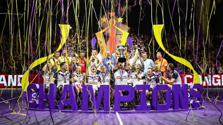 England celebrate their 2021 Wheelchair Rugby League World Cup triumph