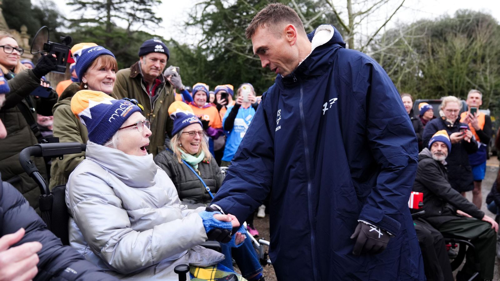 Kevin Sinfield greets the public and members of the MND community at Ipswich School