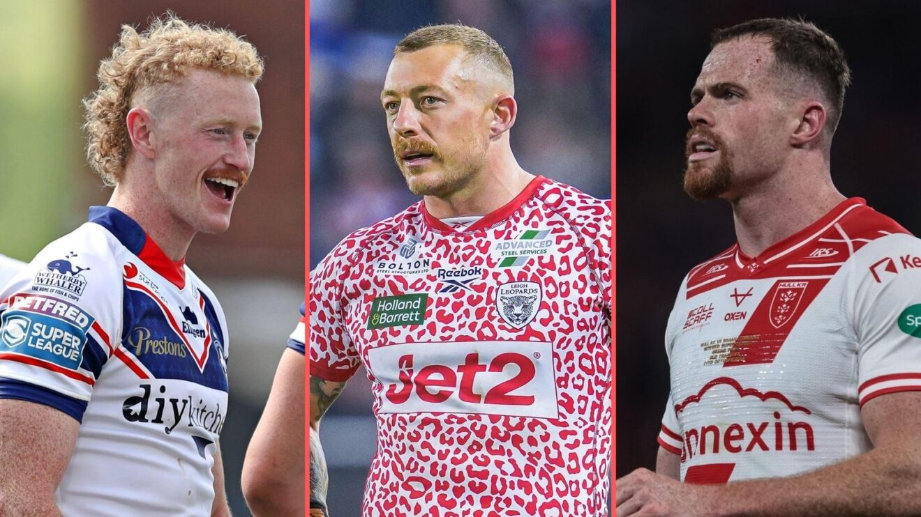 A three-way split-screen of Lachlan Walmsley, Josh Charnley and Joe Burgess