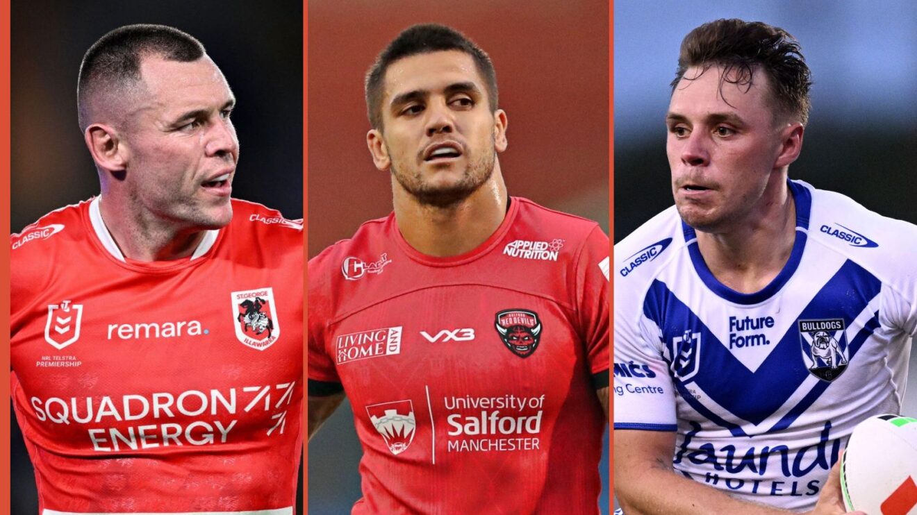 A three panel image of David Klemmer (left) Jayden Nikorima (centre) and Blake Taaffe (right)