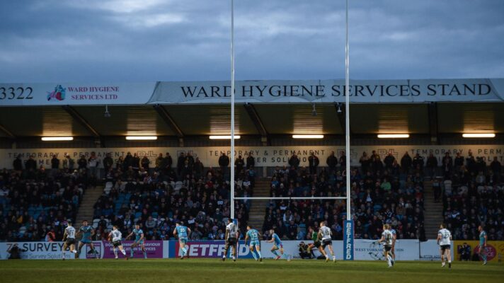 A general view of Post Office Road, the home of Featherstone Rovers, taken during a Championship game in 2024