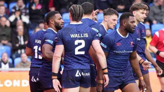 London Broncos celebrate a try in 2026