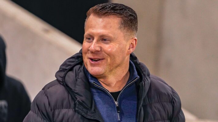 Mike Grady all smiles ahead of a game in 2026