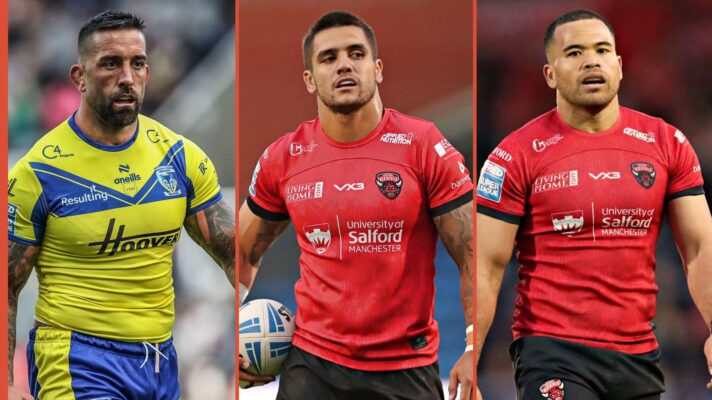 A three panel image of Paul Vaughan (left), Jayden Nikorima (centre) and Esan Marsters (right)