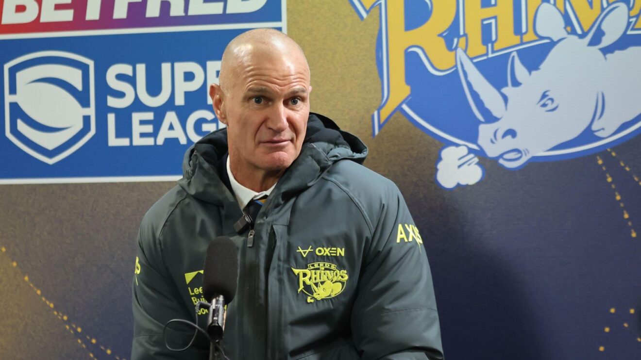 Leeds Rhinos head coach Brad Arthur speaks to the media following a game in 2026