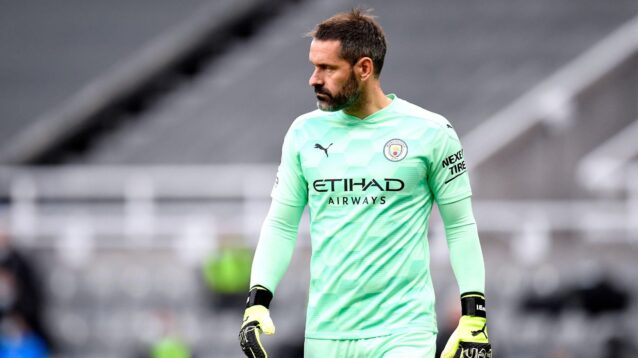 Scott Carson in action for Manchester City in 2021