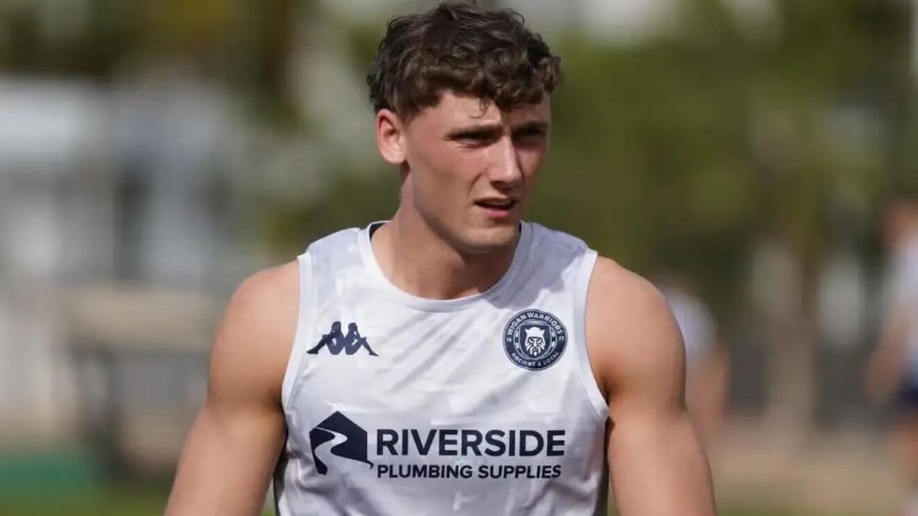 Noah Hodkinson pictured during a Wigan Warriors training session in 2026