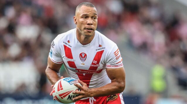 Moses Mbye in action for St Helens in 2025