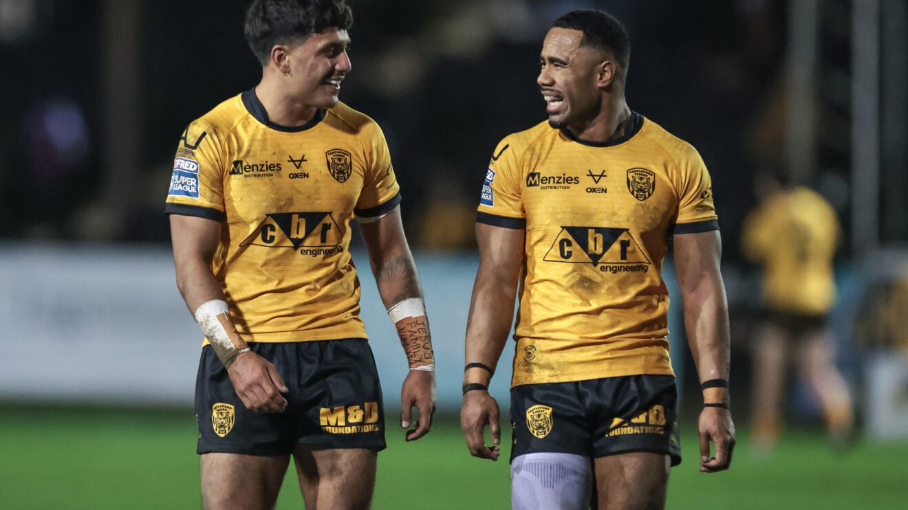 Krystian Mapapalangi of Castleford Tigers speaks with Jason Qareqare.