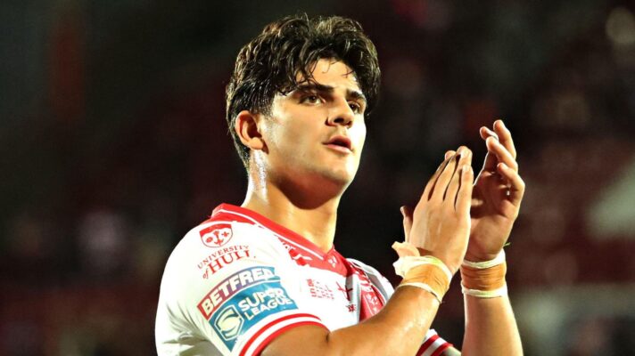 Bill Leyland applauds the Hull KR supporters following a game in 2025