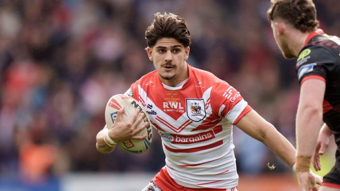 Bill Leyland in action for St Helens on Good Friday against Wigan Warriors in 2026
