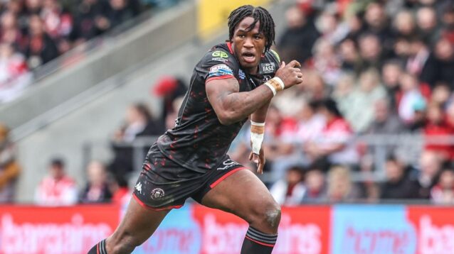 Junior Nsemba in action for Wigan Warriors in 2026
