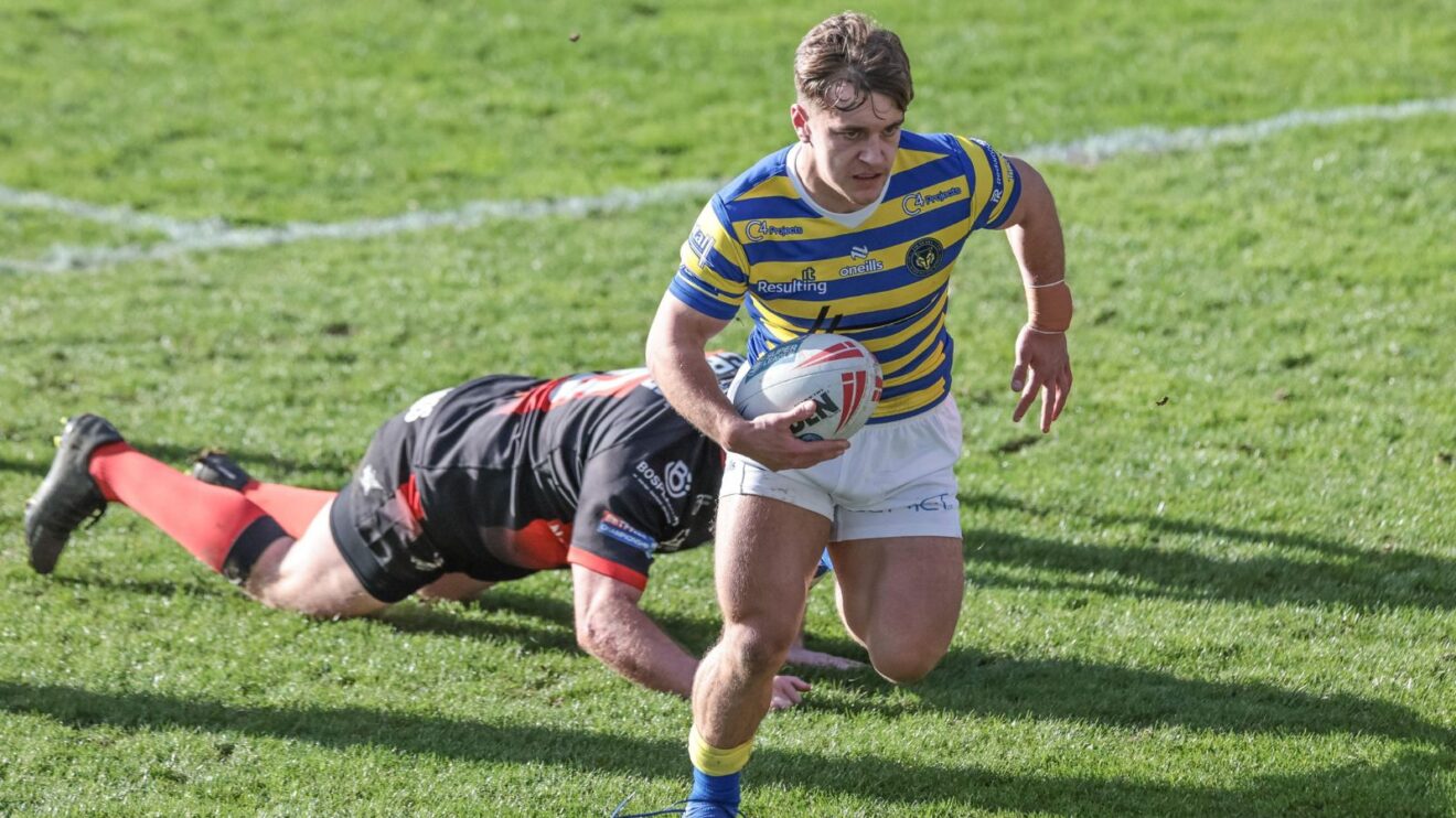 Leon Hayes in action for Warrington Wolves in 2026