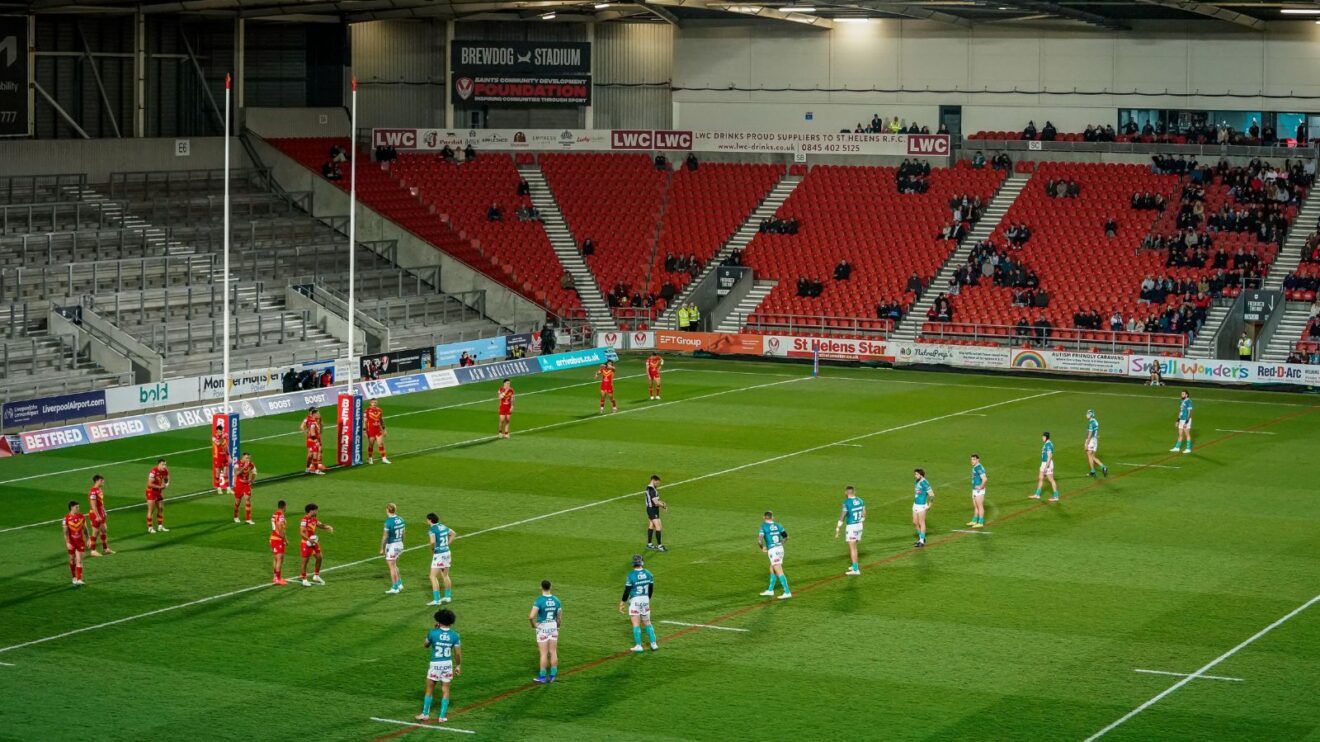 A general view of the BrewDog Stadium take during St Helens' Challenge Cup quarter-final victory over Catalans Dragons in 2026