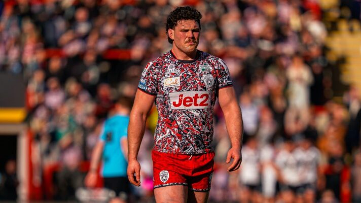 Robbie Mulhern in action for Leigh Leopards in 2026