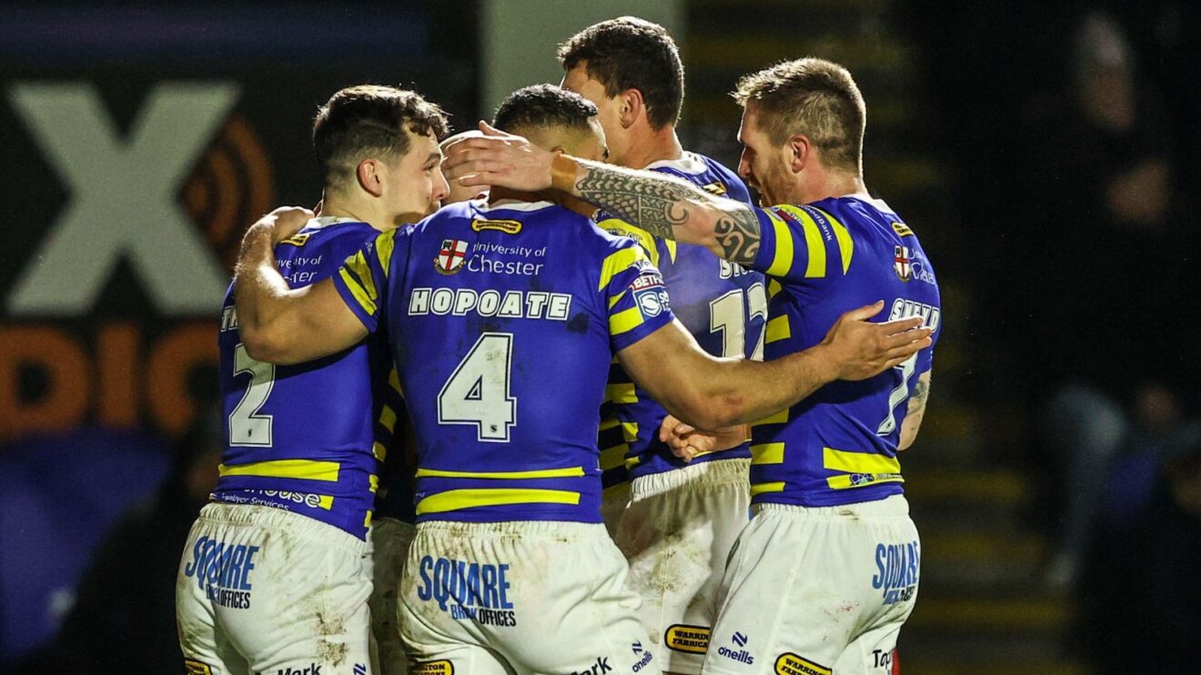 Warrington Wolves celebrate a try in 2026