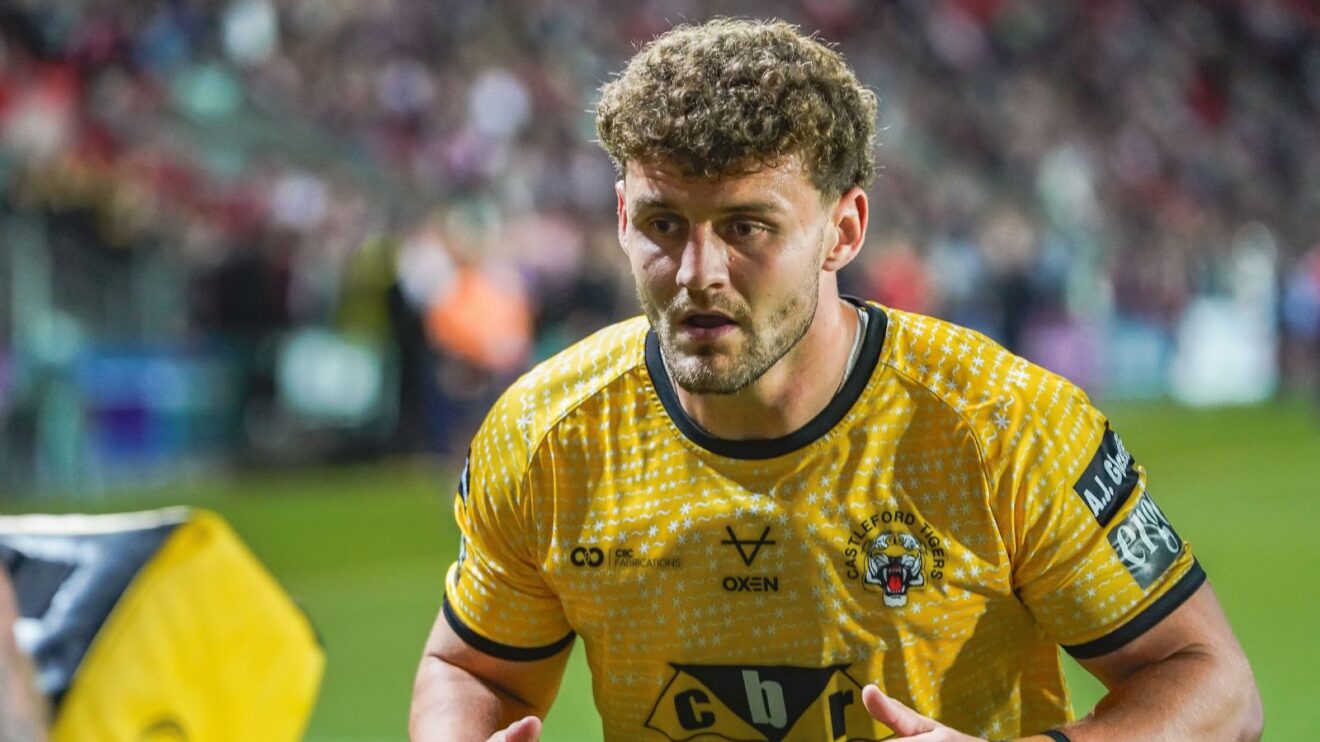 George Lawler warms up ahead of a Castleford Tigers game