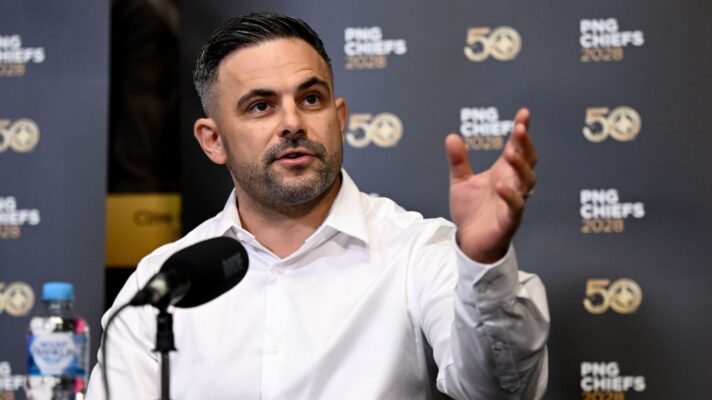 PNG Chiefs' General Manager Michael Chammas speaks at a press conference