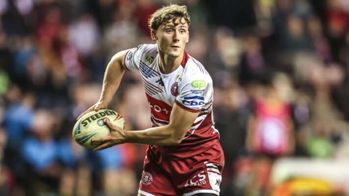 Noah Hodkinson in action for Wigan Warriors in 2026