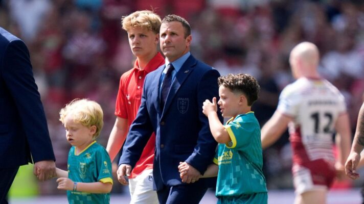 Willie Peters leading out Hull KR during the 2026 Challenge Cup final