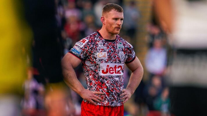 Jack Hughes in action for Leigh Leopards in 2026