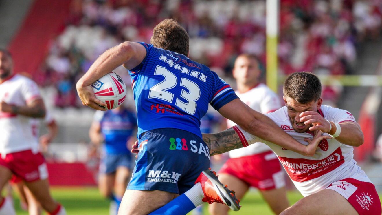 Josh Rourke on the attack for Wakefield Trinity in the win over Hull KR.