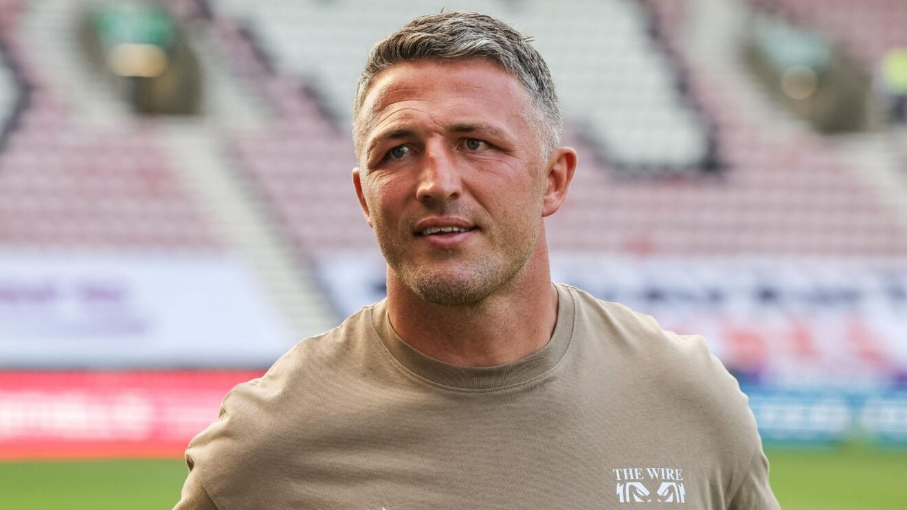 Warrington Wolves head coach Sam Burgess all smiles ahead of a game in 2026