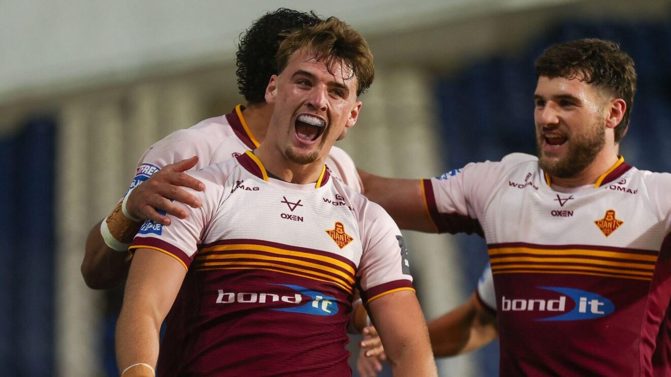 George Flanagan celebrates during Huddersfield Giants' win over Hull FC.