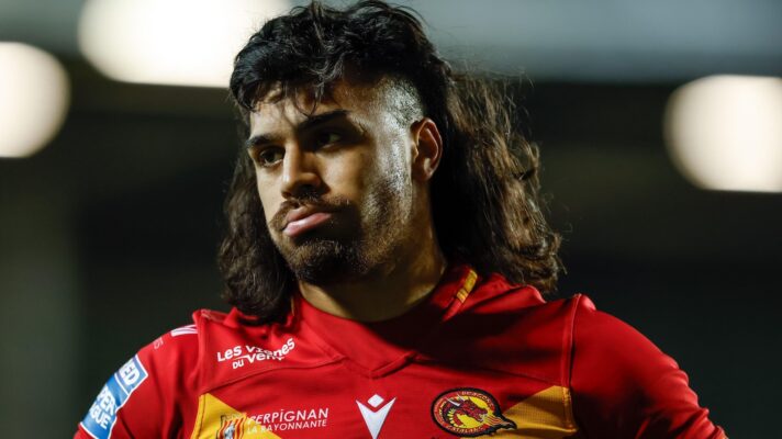 Solomona Faataape in action for Catalans Dragons in 2026