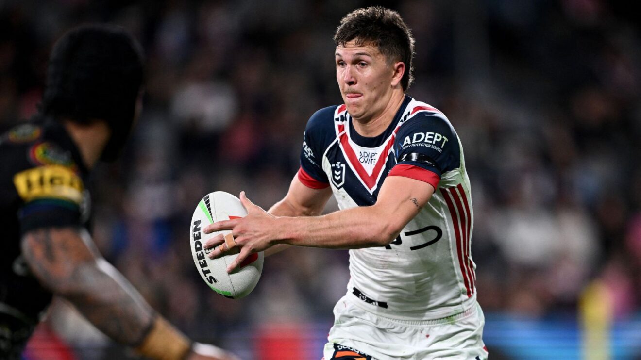 Hugo Savala in action for Sydney Roosters in 2026
