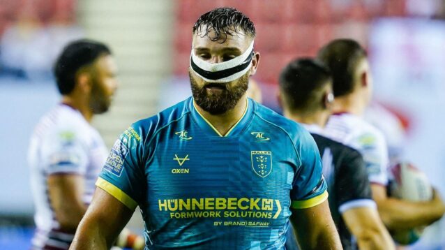 Zach Fishwick pictured following a Hull KR game in 2026 with a bandage around his nose following a heavy collision