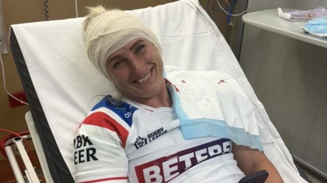Jodie Cunningham pictured in hospital following England's defeat to Australia - Image credit: